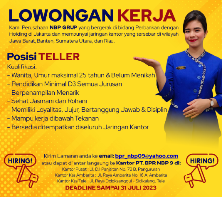 LOWONGAN KERJA - TELLER