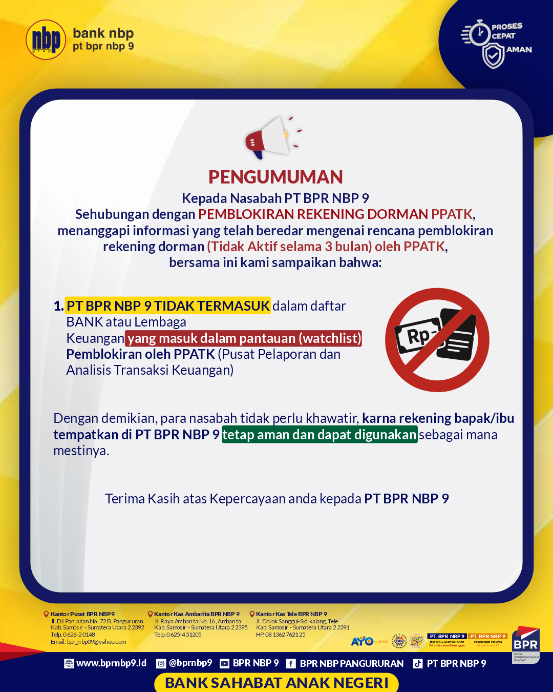 PENGUMUMAN BLOKIR
